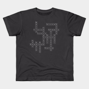 (1988TR-D) Crossword pattern with words from a 1988 science fiction book. [Dark Background] Kids T-Shirt